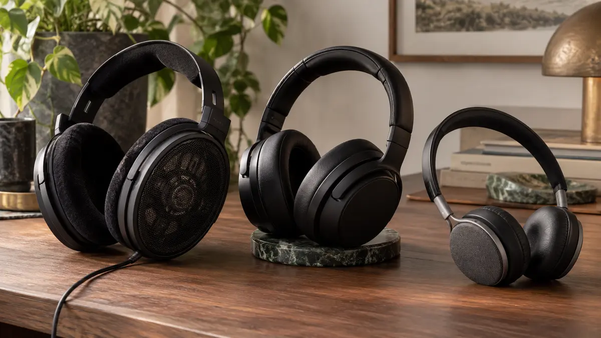 Open-back, closed-back and on-ear headphones without logos